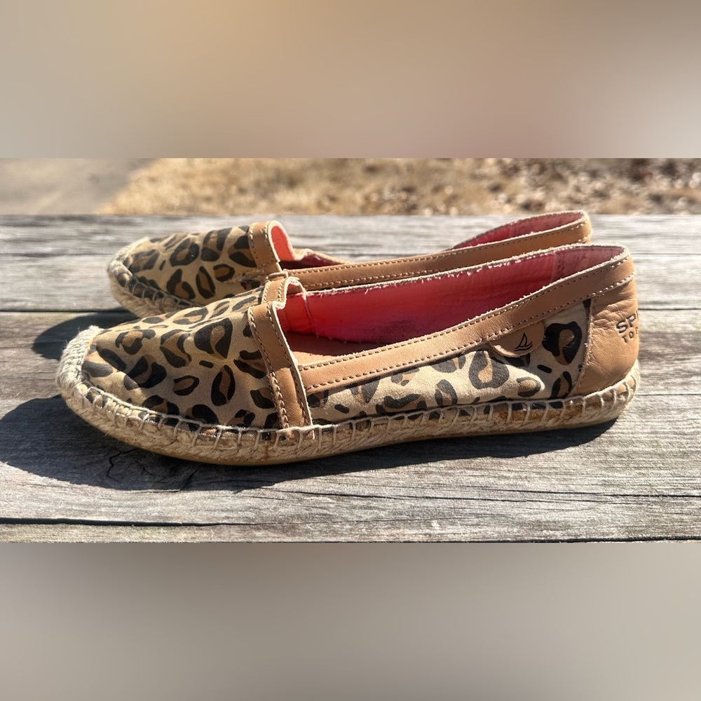 Sperry Top-Sider Leopard Print Canvas Espadrille Flats - Women's 7M